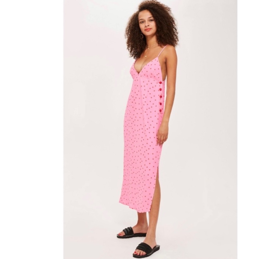 Topshop | Red And Pink Spot Slip Dress